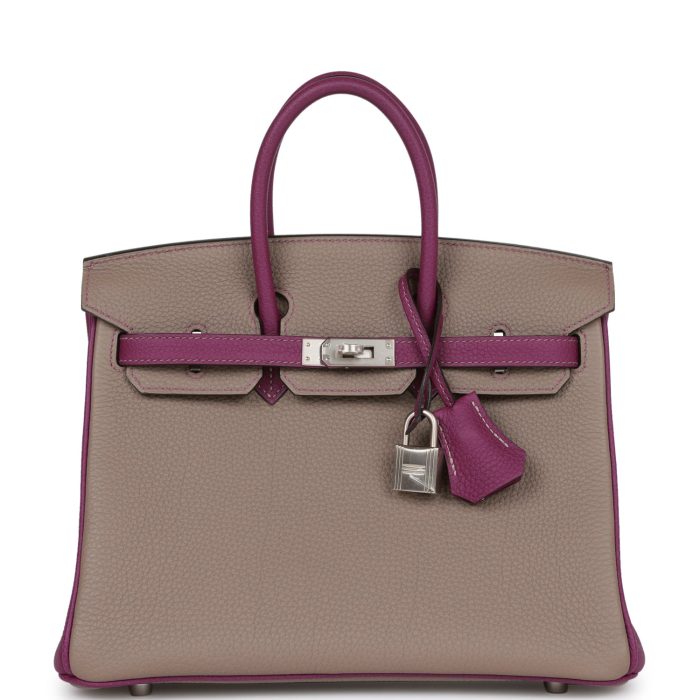 Handmade Bag HSOB(HSS) 25 Gris Asphalte and Anenome Togo Brushed Palladium Hardware
