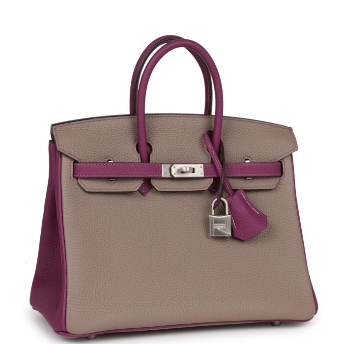 Handmade Bag HSOB(HSS) 25 Gris Asphalte and Anenome Togo Brushed Palladium Hardware - 图片 2