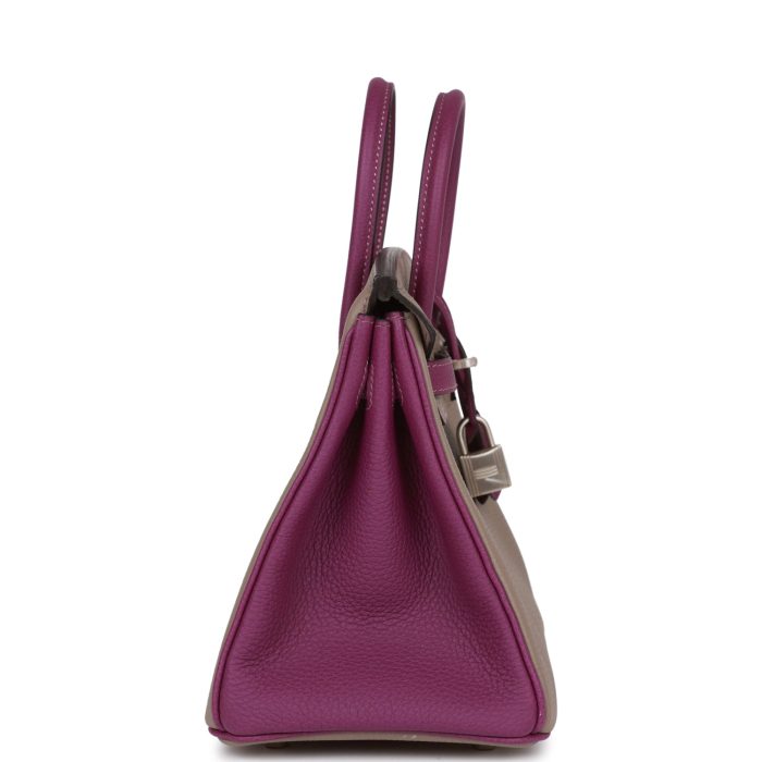 Handmade Bag HSOB(HSS) 25 Gris Asphalte and Anenome Togo Brushed Palladium Hardware - 图片 3