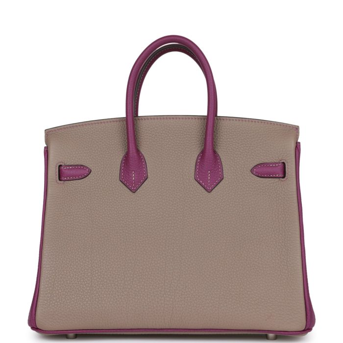Handmade Bag HSOB(HSS) 25 Gris Asphalte and Anenome Togo Brushed Palladium Hardware - 图片 4