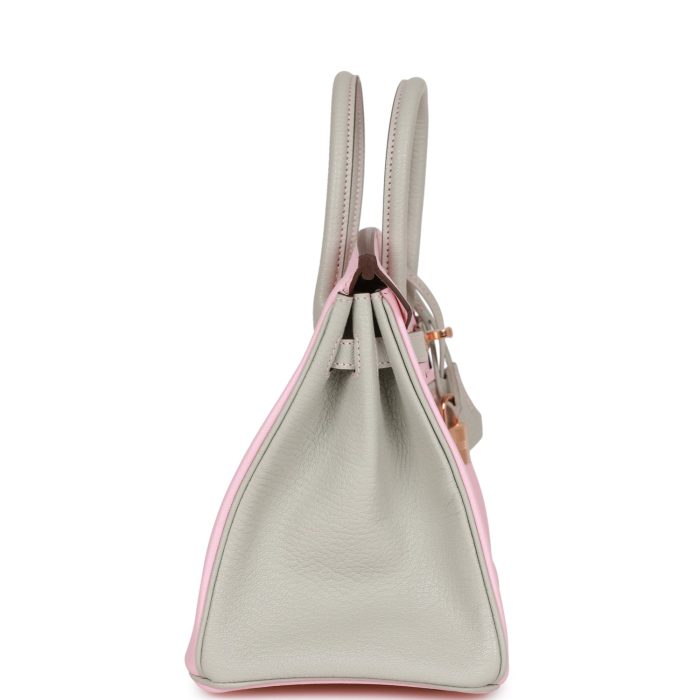 Handmade Bag HSOB(HSS) 25 Rose Sakura and Gris Perle Chevre Mysore Rose Gold Hardware - 图片 3