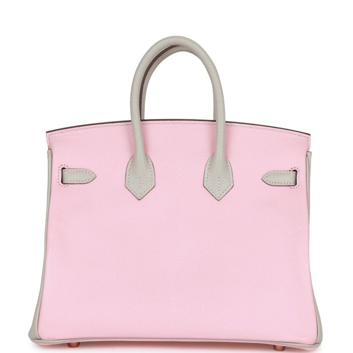 Handmade Bag HSOB(HSS) 25 Rose Sakura and Gris Perle Chevre Mysore Rose Gold Hardware - 图片 5