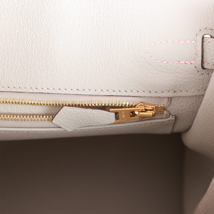Handmade Bag HSOB(HSS) 25 Rose Sakura and Gris Perle Chevre Mysore Rose Gold Hardware - 图片 9