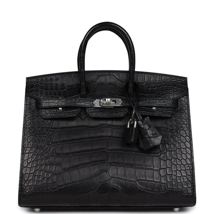 Handmade Bag HB Sellier 25 Black Matte Alligator Palladium Hardware