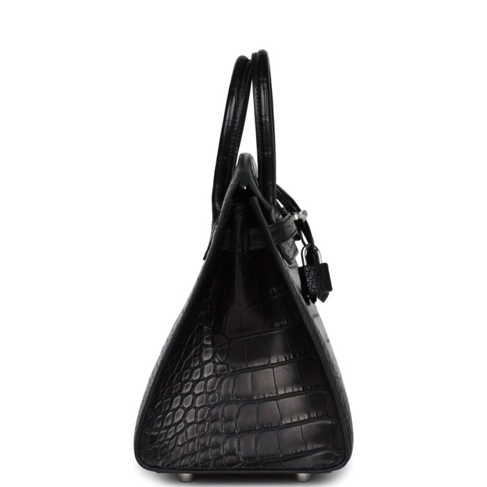 Handmade Bag HB Sellier 25 Black Matte Alligator Palladium Hardware - 图片 3