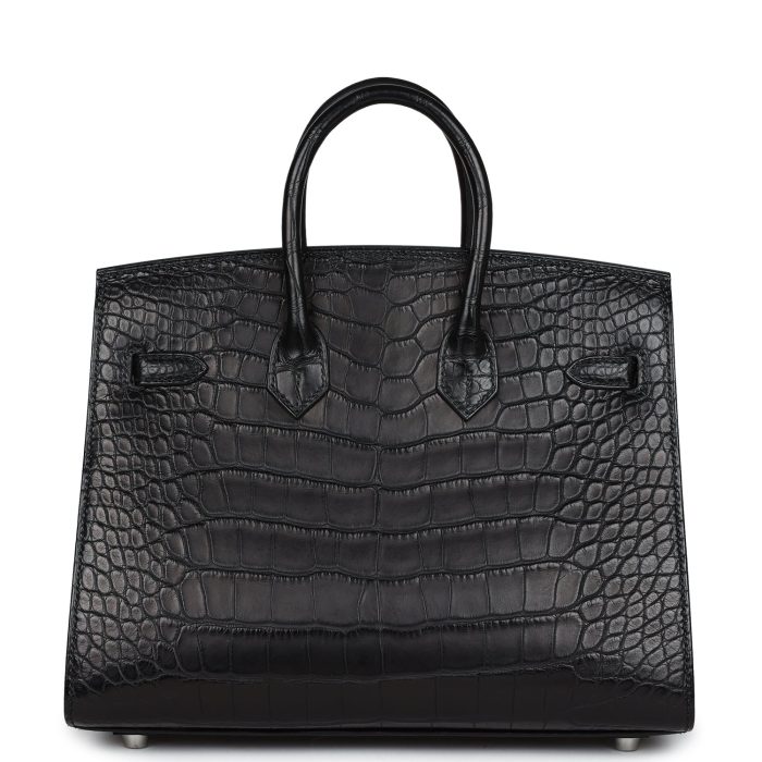 Handmade Bag HB Sellier 25 Black Matte Alligator Palladium Hardware - 图片 4
