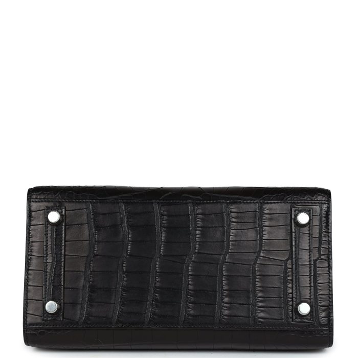 Handmade Bag HB Sellier 25 Black Matte Alligator Palladium Hardware - 图片 5