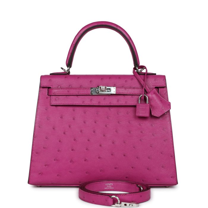 Handmade HKS 25 Rose Pourpre Ostrich Palladium Hardware