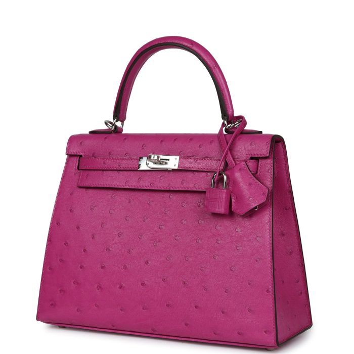 Handmade HKS 25 Rose Pourpre Ostrich Palladium Hardware - 图片 3
