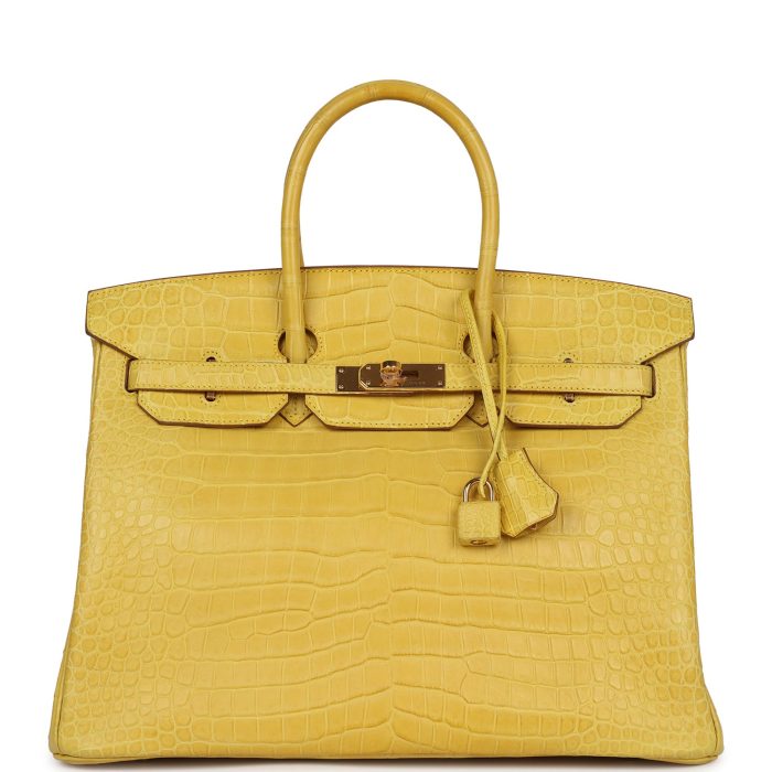 Handmade Bag HB 35 Mimosa Matte Porosus Crocodile Gold Hardware