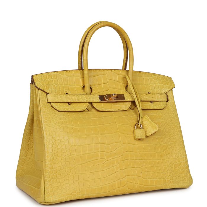Handmade Bag HB 35 Mimosa Matte Porosus Crocodile Gold Hardware - 图片 2