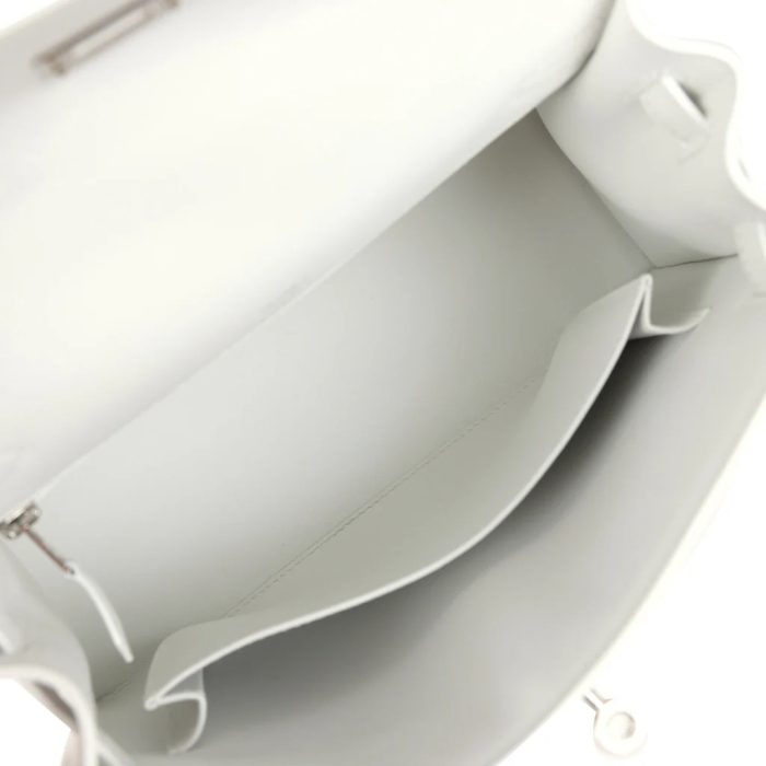 Handmade HKS 25 New White Swift and Ecru-Beige Toile H Canvas Palladium Hardware - 图片 7