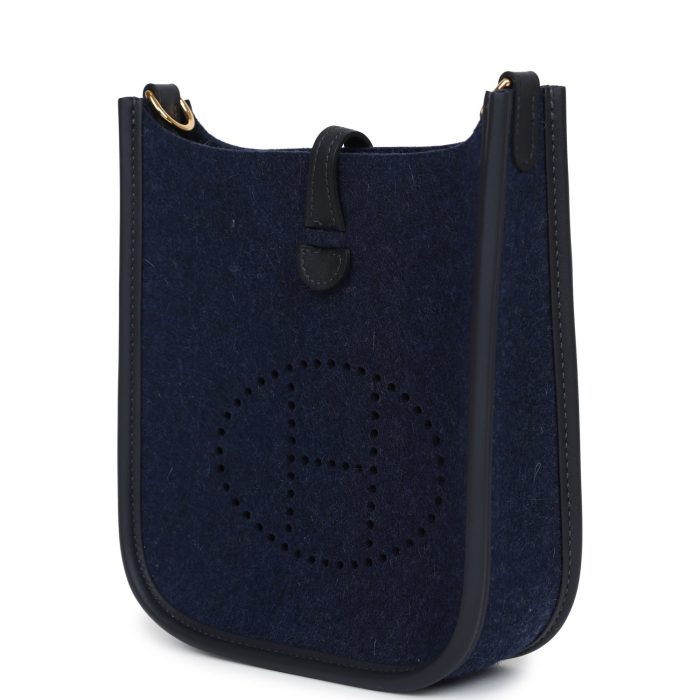 Handmade Bag HE TPM Bleu Nuit Feutre and Caban Swift Gold Hardware - 图片 2