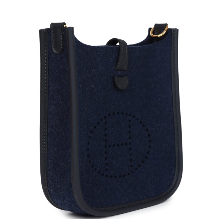 Handmade Bag HE TPM Bleu Nuit Feutre and Caban Swift Gold Hardware - 图片 3
