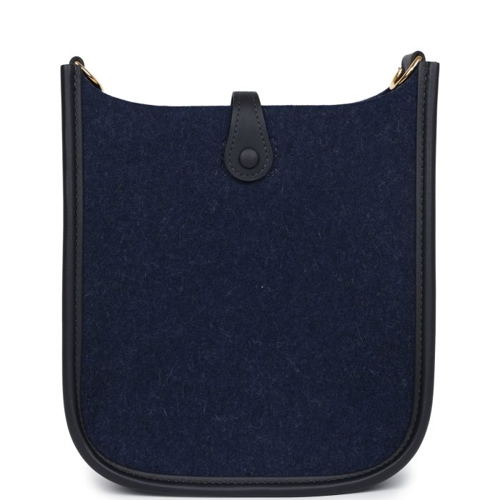 Handmade Bag HE TPM Bleu Nuit Feutre and Caban Swift Gold Hardware - 图片 5