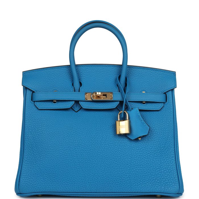 Handmade Bag HB 25 Bleu Zanzibar Togo Gold Hardware