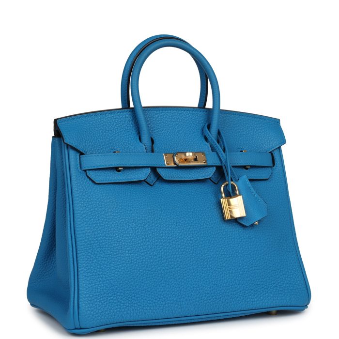Handmade Bag HB 25 Bleu Zanzibar Togo Gold Hardware - 图片 2