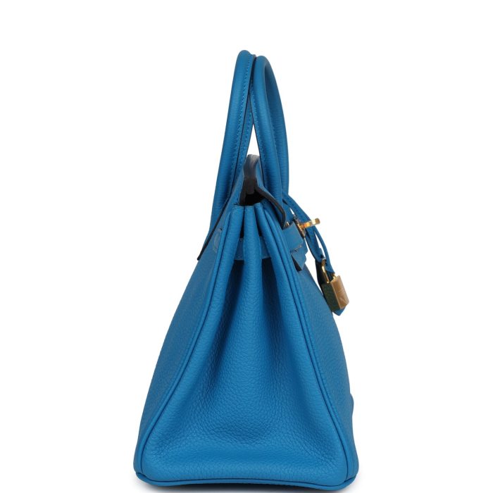 Handmade Bag HB 25 Bleu Zanzibar Togo Gold Hardware - 图片 3