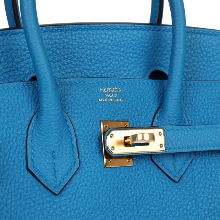 Handmade Bag HB 25 Bleu Zanzibar Togo Gold Hardware - 图片 6