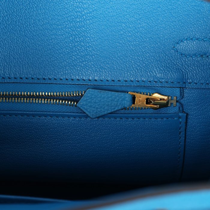 Handmade Bag HB 25 Bleu Zanzibar Togo Gold Hardware - 图片 8
