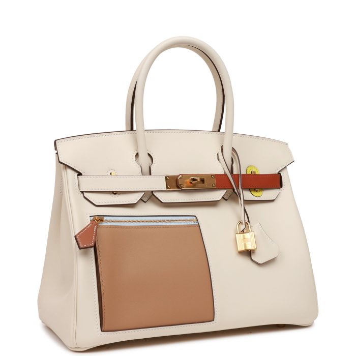 Handmade Bag HCB 30 Nata, Chai and Cuivre Swift Gold Hardware - 图片 2