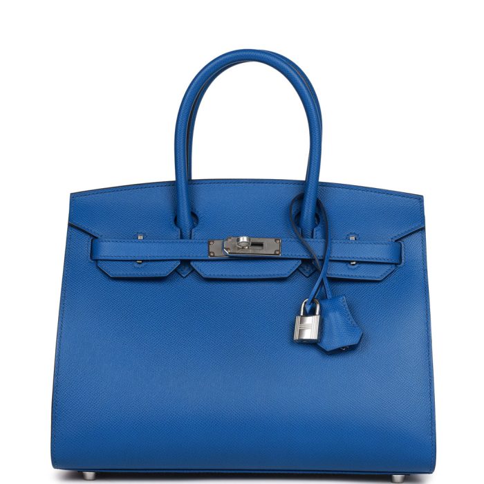 Handmade Bag HB Sellier 30 Bleu France Epsom Palladium Hardware