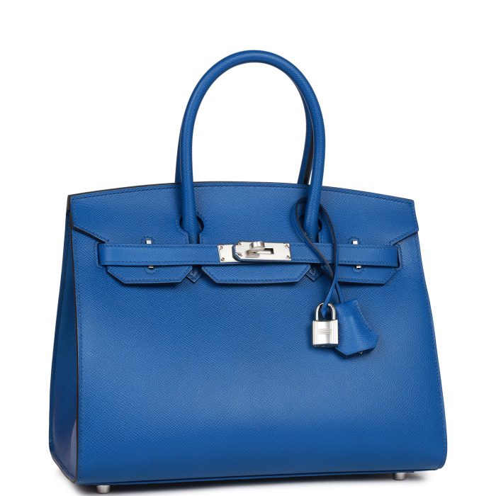Handmade Bag HB Sellier 30 Bleu France Epsom Palladium Hardware - 图片 2