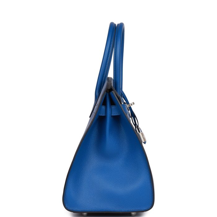 Handmade Bag HB Sellier 30 Bleu France Epsom Palladium Hardware - 图片 3
