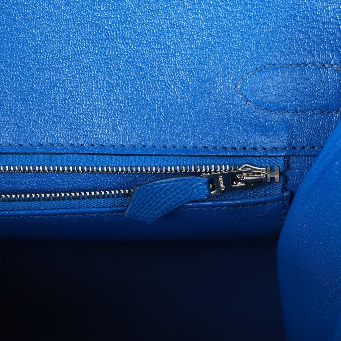 Handmade Bag HB Sellier 30 Bleu France Epsom Palladium Hardware - 图片 8