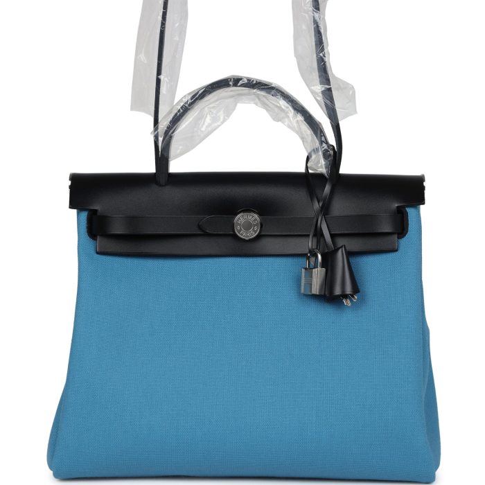 Handmade Bag HHZ PM 31 Blue Jean Toile H and Black Vache Hunter Palladium Hardware