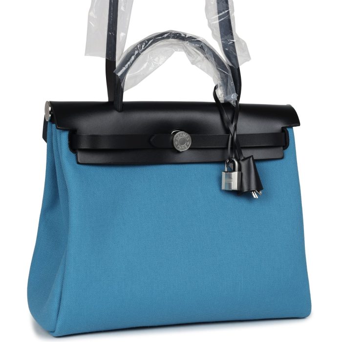 Handmade Bag HHZ PM 31 Blue Jean Toile H and Black Vache Hunter Palladium Hardware - 图片 2