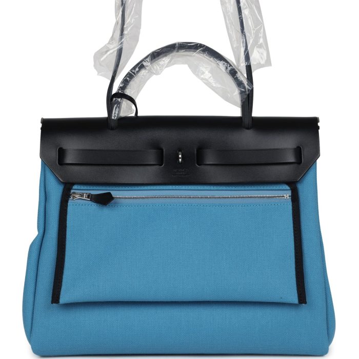 Handmade Bag HHZ PM 31 Blue Jean Toile H and Black Vache Hunter Palladium Hardware - 图片 4