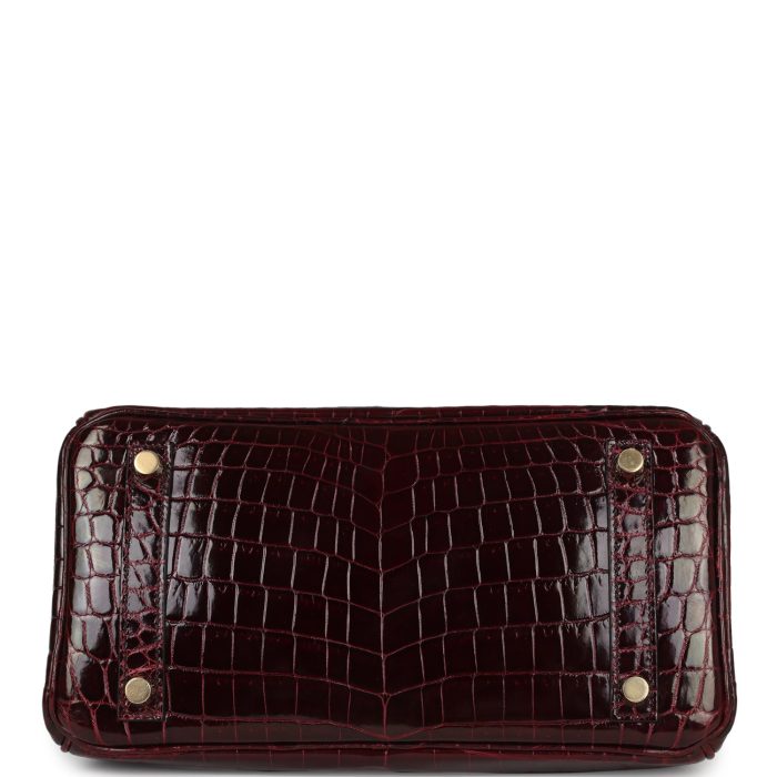 Handmade Bag HB 25 Bordeaux Shiny Niloticus Crocodile Gold Hardware - 图片 5
