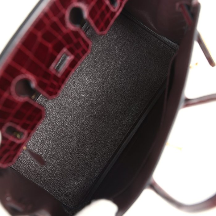 Handmade Bag HB 25 Bordeaux Shiny Niloticus Crocodile Gold Hardware - 图片 7