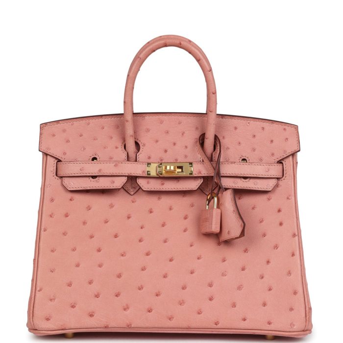 Handmade Bag HB 25 Terre Cuite Ostrich Gold Hardware