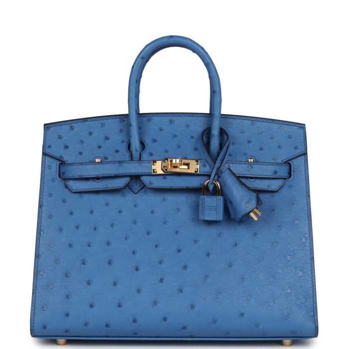 Handmade Bag HB Sellier 25 Mykonos Ostrich Gold Hardware