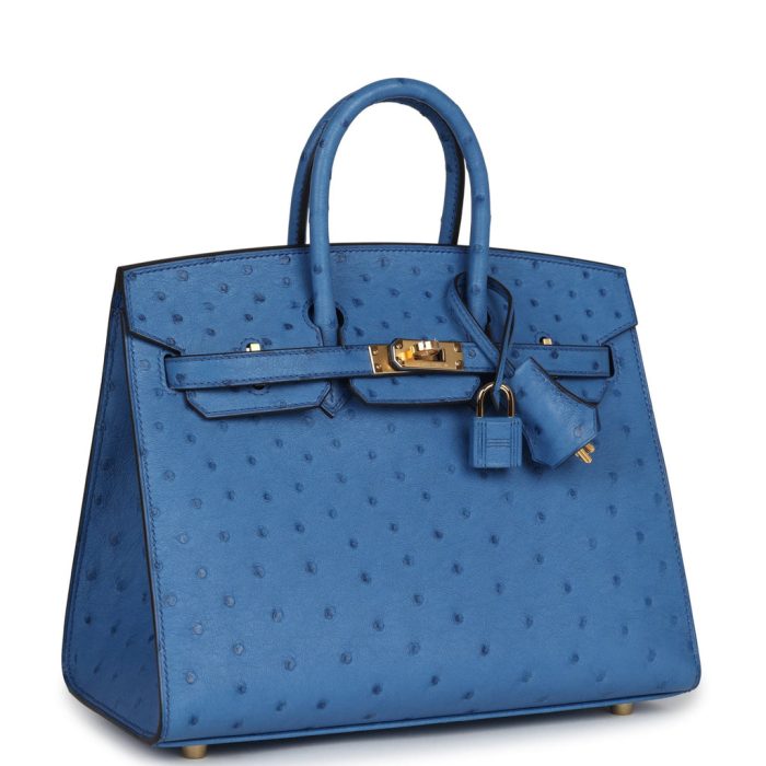 Handmade Bag HB Sellier 25 Mykonos Ostrich Gold Hardware - 图片 2