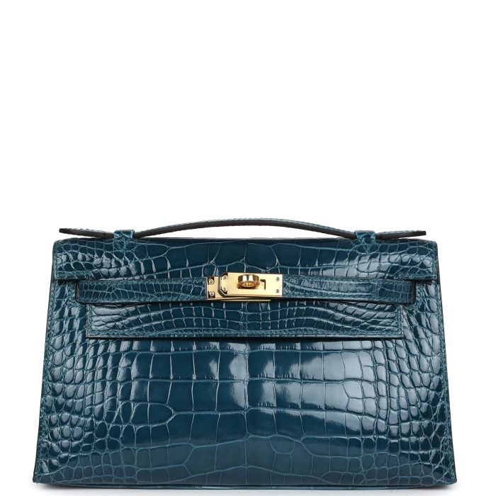 Handmade HKP Vert Bosphore Shiny Alligator Gold Hardware