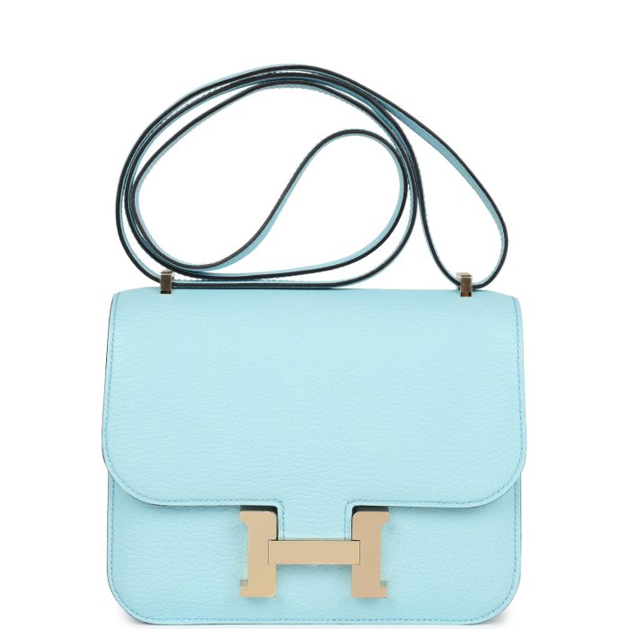 Handmade Bag HC 18 Bleu Zephyr Chevre Permabrass Hardware