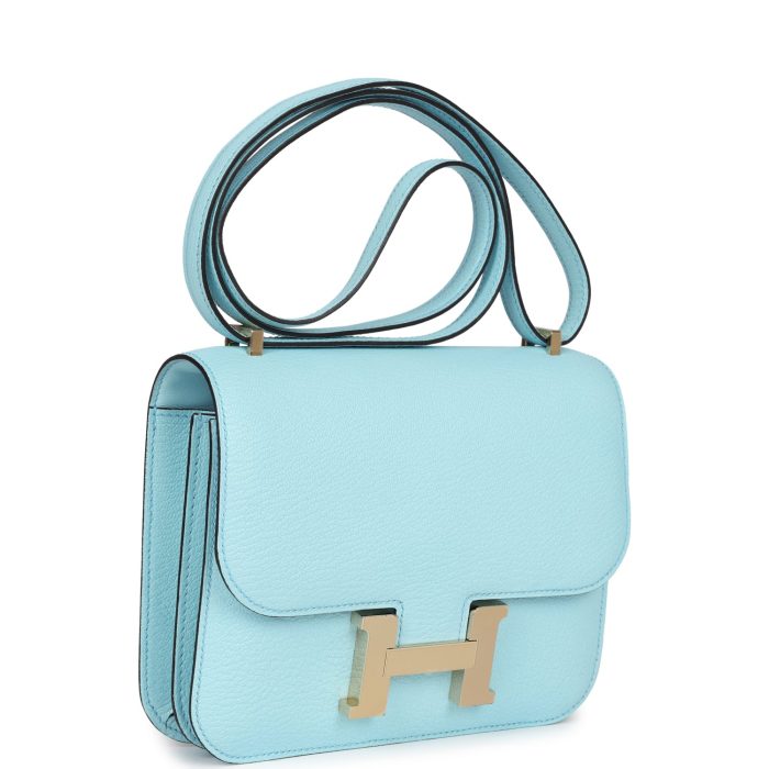 Handmade Bag HC 18 Bleu Zephyr Chevre Permabrass Hardware - 图片 2