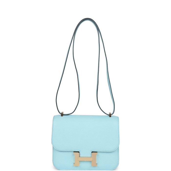 Handmade Bag HC 18 Bleu Zephyr Chevre Permabrass Hardware - 图片 6