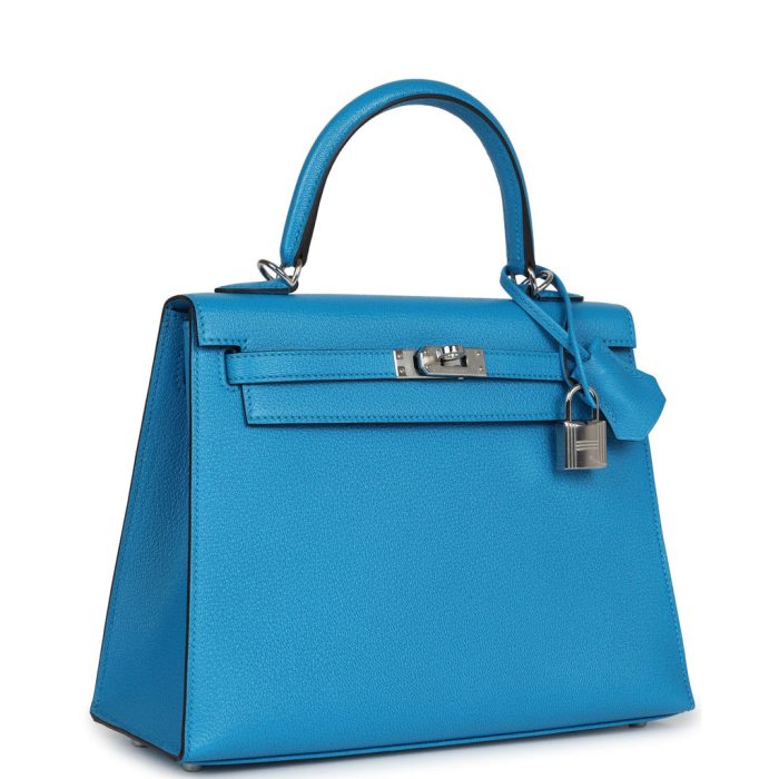 Handmade HKS 25 Bleu Zanzibar Chevre Palladium Hardware - 图片 2