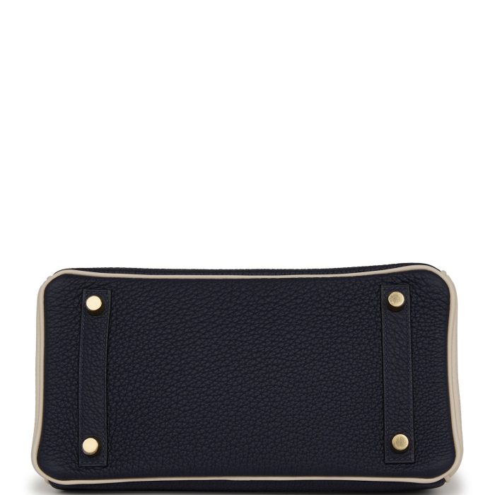 Handmade Bag HSOB(HSS) 25 Bleu Nuit and Craie Togo Gold Hardware - 图片 5