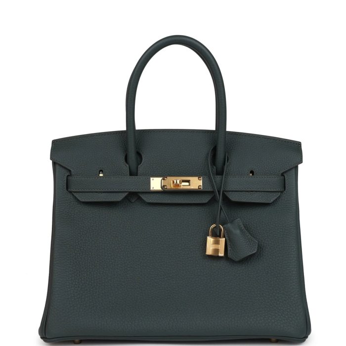 Handmade Bag HB 30 Vert Mangrove Togo Gold Hardware