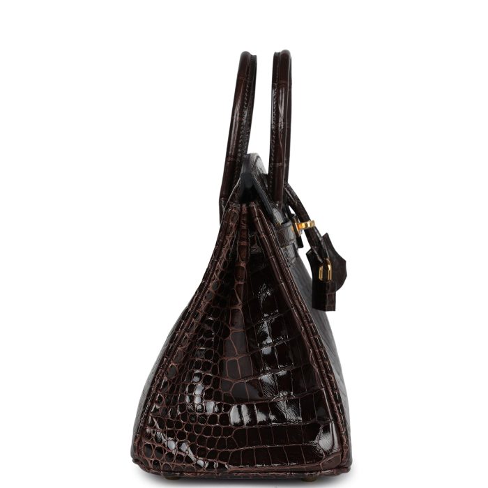 Handmade Bag HB 25 Macassar Shiny Porosus Crocodile Gold Hardware - 图片 3