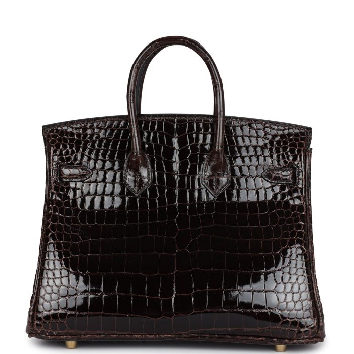 Handmade Bag HB 25 Macassar Shiny Porosus Crocodile Gold Hardware - 图片 4