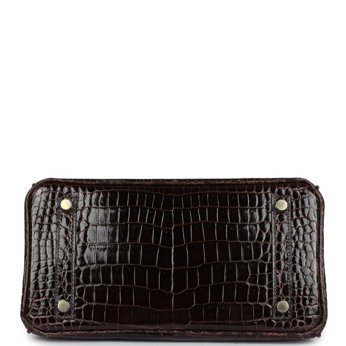 Handmade Bag HB 25 Macassar Shiny Porosus Crocodile Gold Hardware - 图片 5