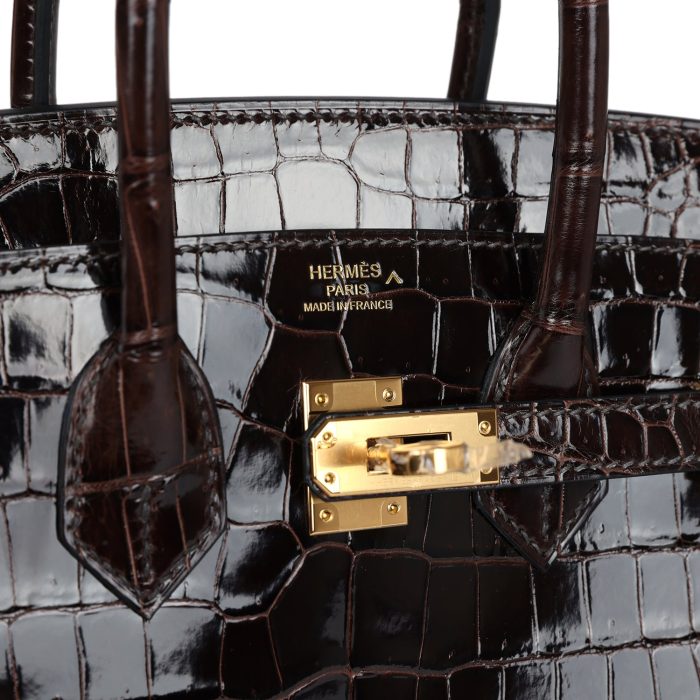 Handmade Bag HB 25 Macassar Shiny Porosus Crocodile Gold Hardware - 图片 6
