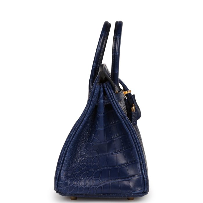 Handmade Bag HB 25 Bleu Saphir Matte Alligator Gold Hardware - 图片 3