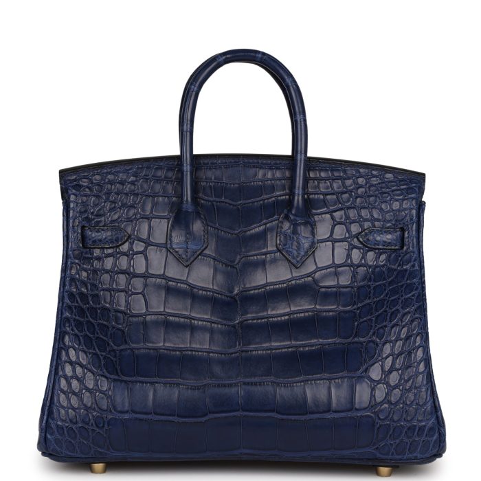 Handmade Bag HB 25 Bleu Saphir Matte Alligator Gold Hardware - 图片 4